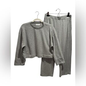 OAK + FORT French Terry Lounge Set 2 Piece Tracksuit Heather Grey Comfy Coord